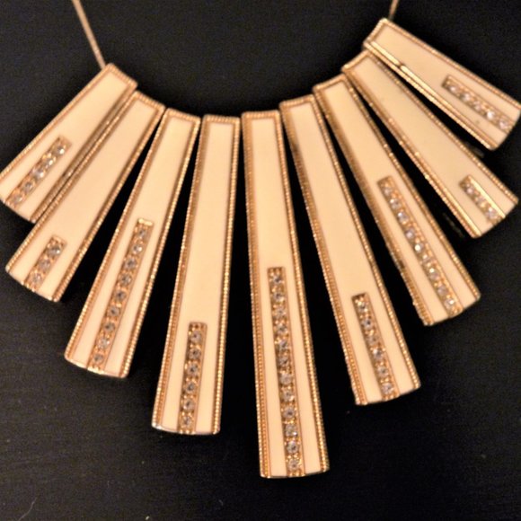 Statement Sunburst Necklace, White/Cream and Gold - Picture 3 of 3